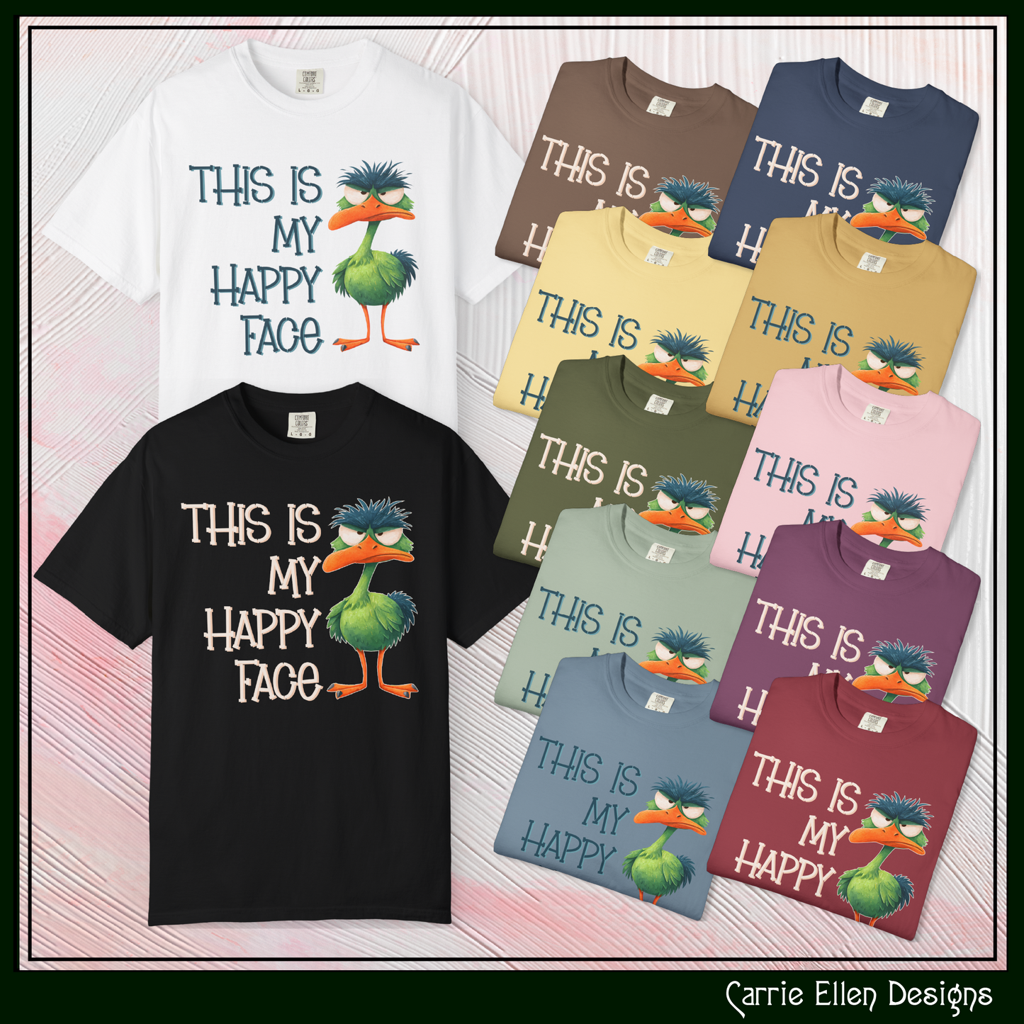 This Is My Happy Face Comfort Colors® Short Sleeve T-Shirt | Sarcastic Ostrich Unisex Shirt | Adult Humor (4251)