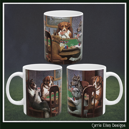 A Friend in Need Poker Dogs White Ceramic Mug | Classic Dog Card Game Coffee Mug, 11oz/15oz (4272)