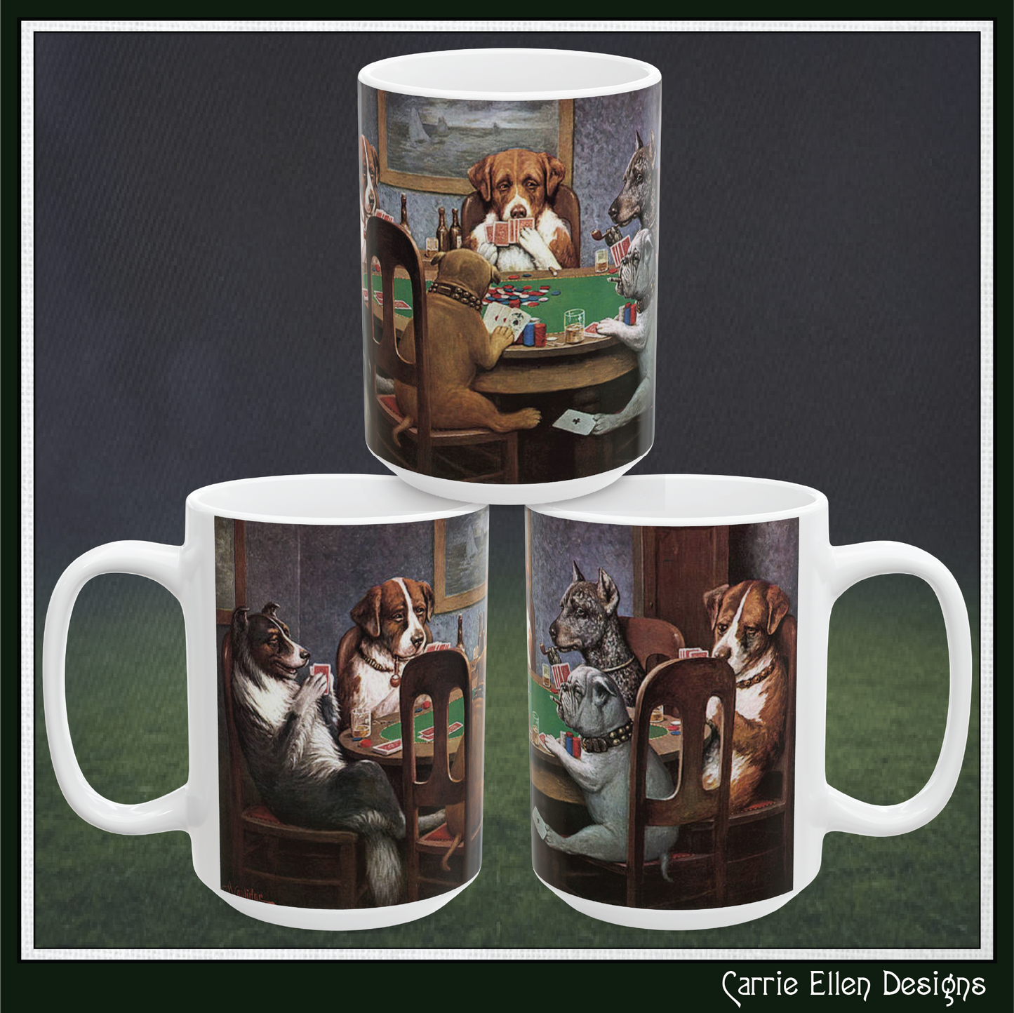 A Friend in Need Poker Dogs White Ceramic Mug | Classic Dog Card Game Coffee Mug, 11oz/15oz (4272)