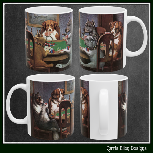 A Friend in Need Poker Dogs White Ceramic Mug | Classic Dog Card Game Coffee Mug, 11oz/15oz (4272)