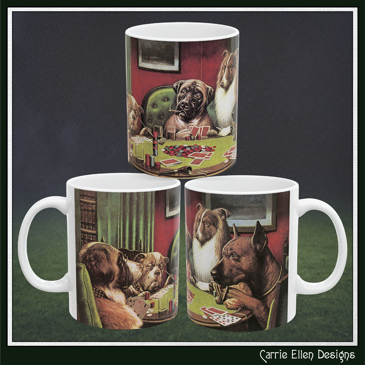 A Bold Bluff Ceramic Mug Vintage Poker Playing Dogs, 11oz 15oz(4266)