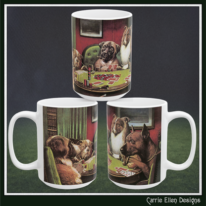 A Bold Bluff Ceramic Mug Vintage Poker Playing Dogs, 11oz 15oz(4266)