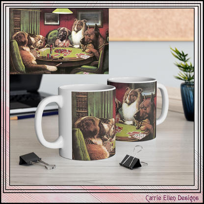 A Bold Bluff Ceramic Mug Vintage Poker Playing Dogs, 11oz 15oz(4266)