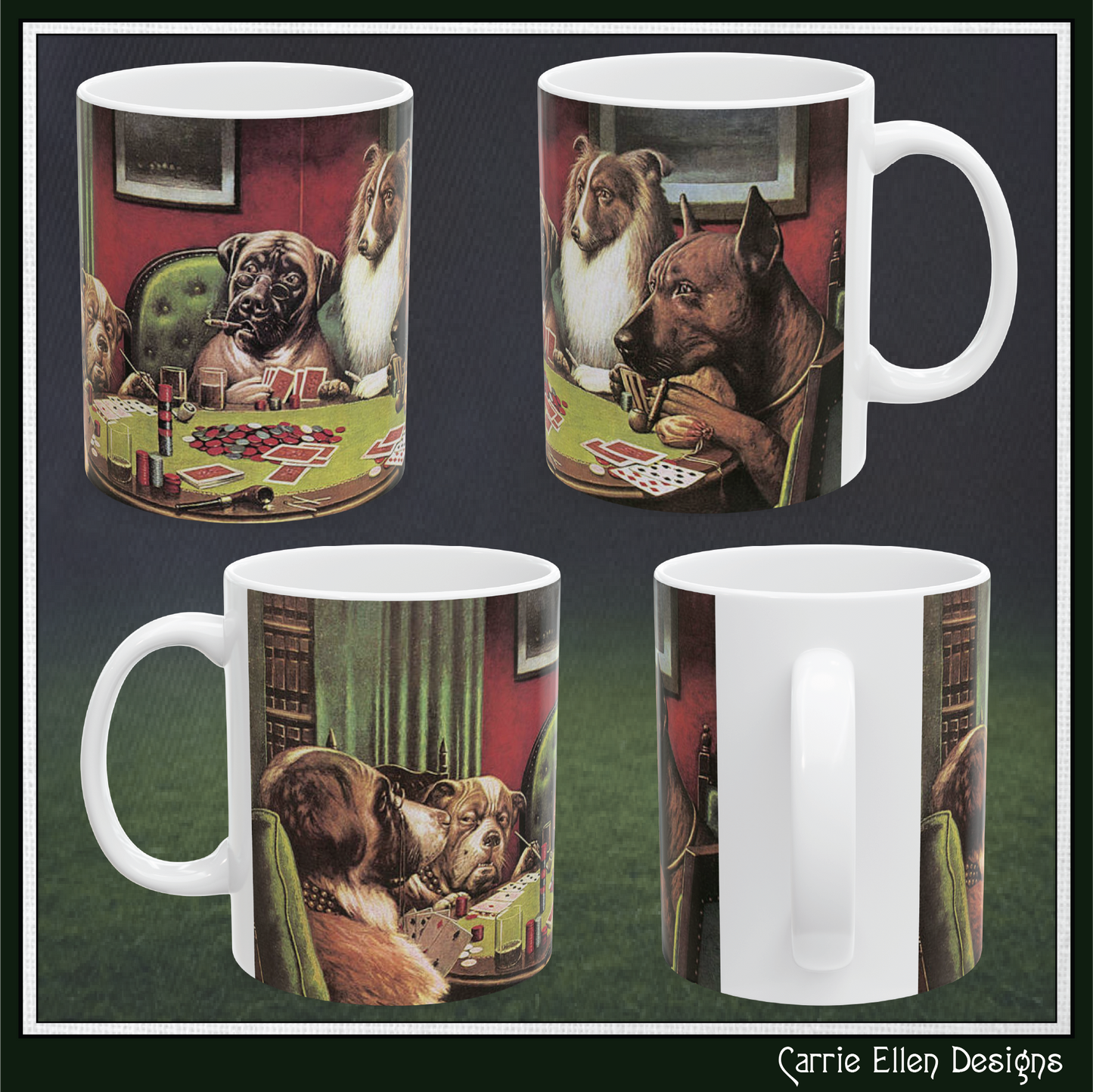 A Bold Bluff Ceramic Mug Vintage Poker Playing Dogs, 11oz 15oz(4266)
