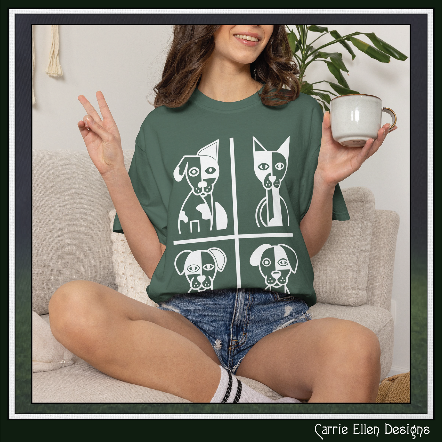 Geometric Dog Comfort Colors® T-Shirt | Minimalist Garment Dyed Tee,  10 Colors (4280)