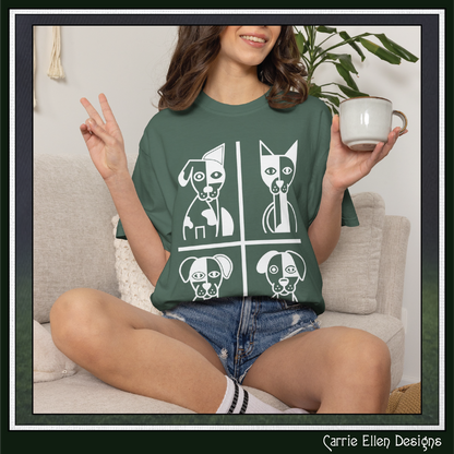 Geometric Dog Comfort Colors® T-Shirt | Minimalist Garment Dyed Tee,  10 Colors (4280)