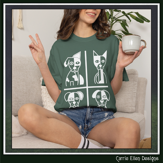 Geometric Dog Comfort Colors® T-Shirt | Minimalist Garment Dyed Tee,  10 Colors (4280)