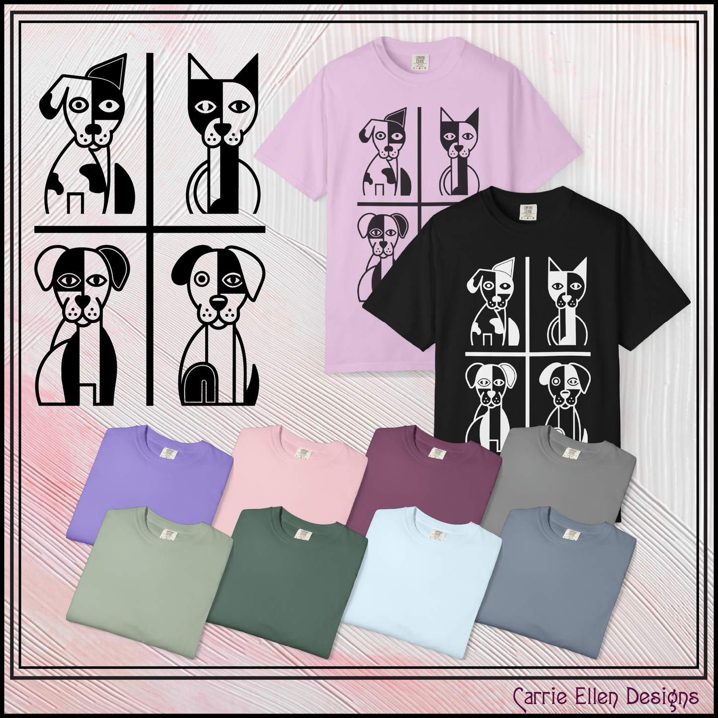 Geometric Dog Comfort Colors® T-Shirt | Minimalist Garment Dyed Tee,  10 Colors (4280)