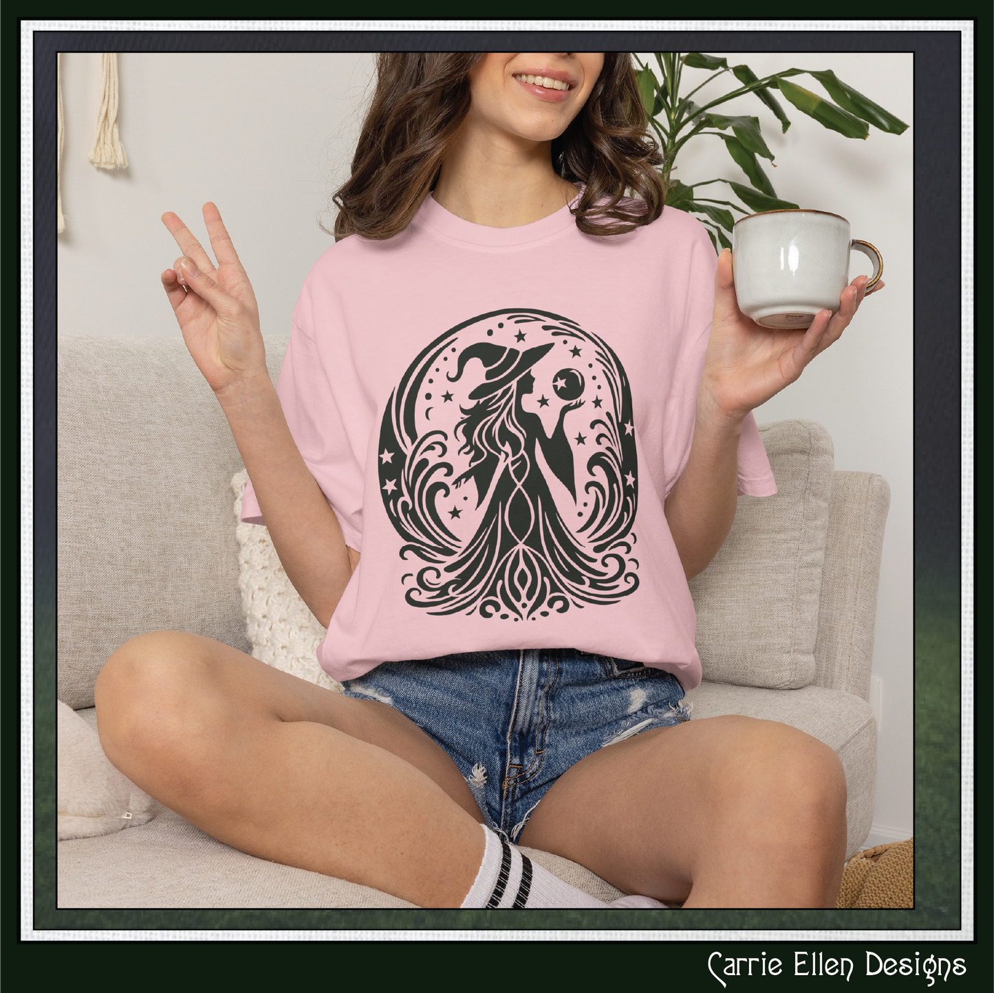 Enchanting Witch with Crystal Orb Comfort Colors T-Shirt | Mystical Witch Shirt (4281)