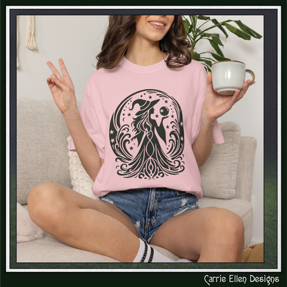 Enchanting Witch with Crystal Orb Comfort Colors T-Shirt | Mystical Witch Shirt (4281)