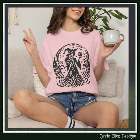 Enchanting Witch with Crystal Orb Comfort Colors T-Shirt | Mystical Witch Shirt (4281)