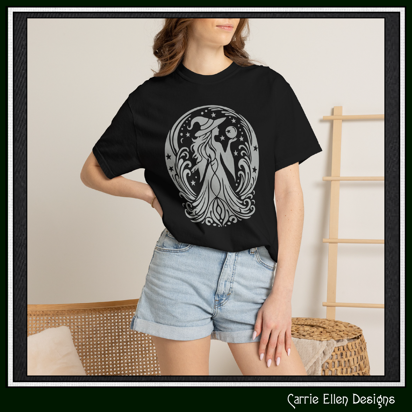 Enchanting Witch with Crystal Orb Comfort Colors T-Shirt | Mystical Witch Shirt (4281)