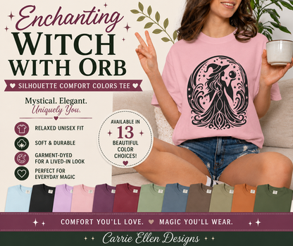 Enchanting Witch with Crystal Orb Comfort Colors T-Shirt | Mystical Witch Shirt (4281)