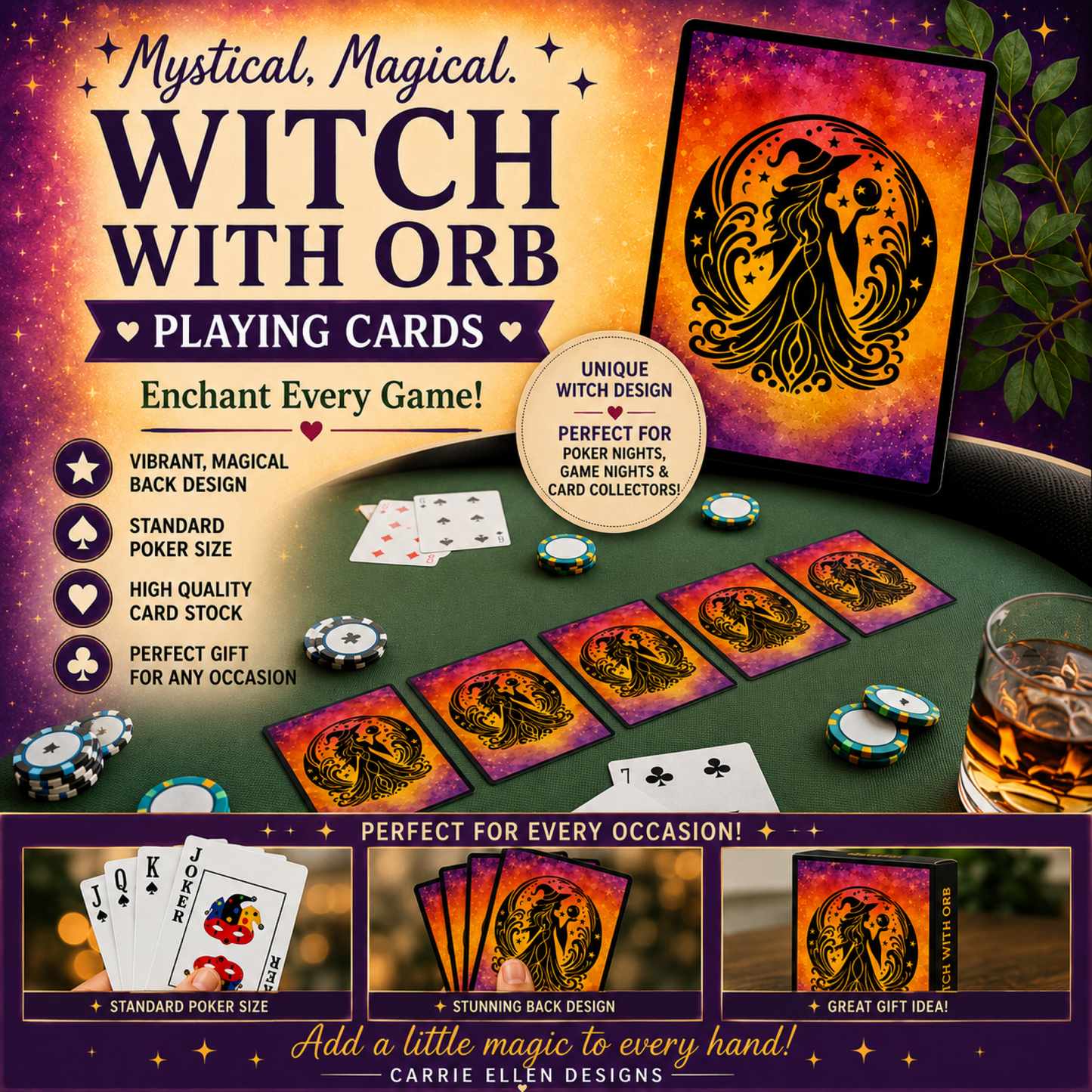 Enchanting Witch Playing Cards | Mystic Playing Deck Card Deck (4282)