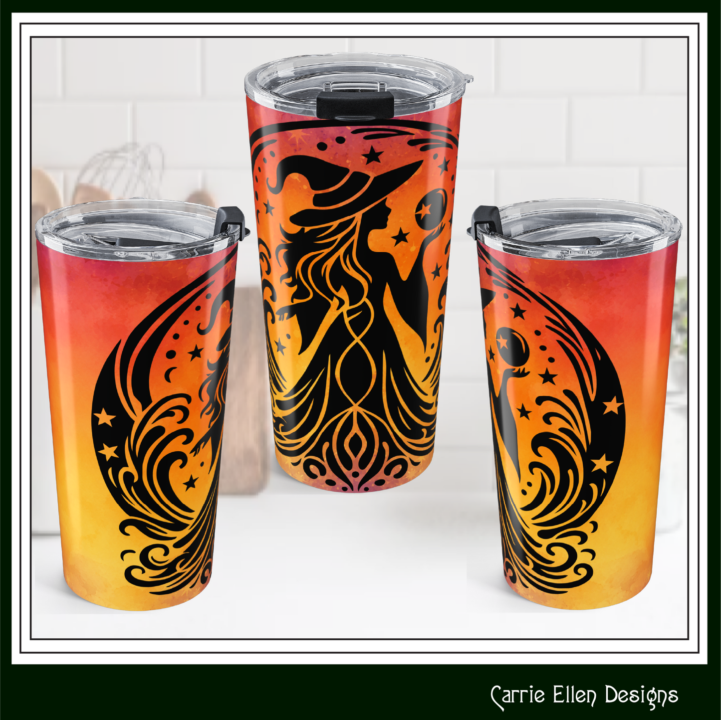 Mystical Witch with Orb 20 oz Stainless Steel Insulated Tumbler | Halloween Travel Mug (4284)