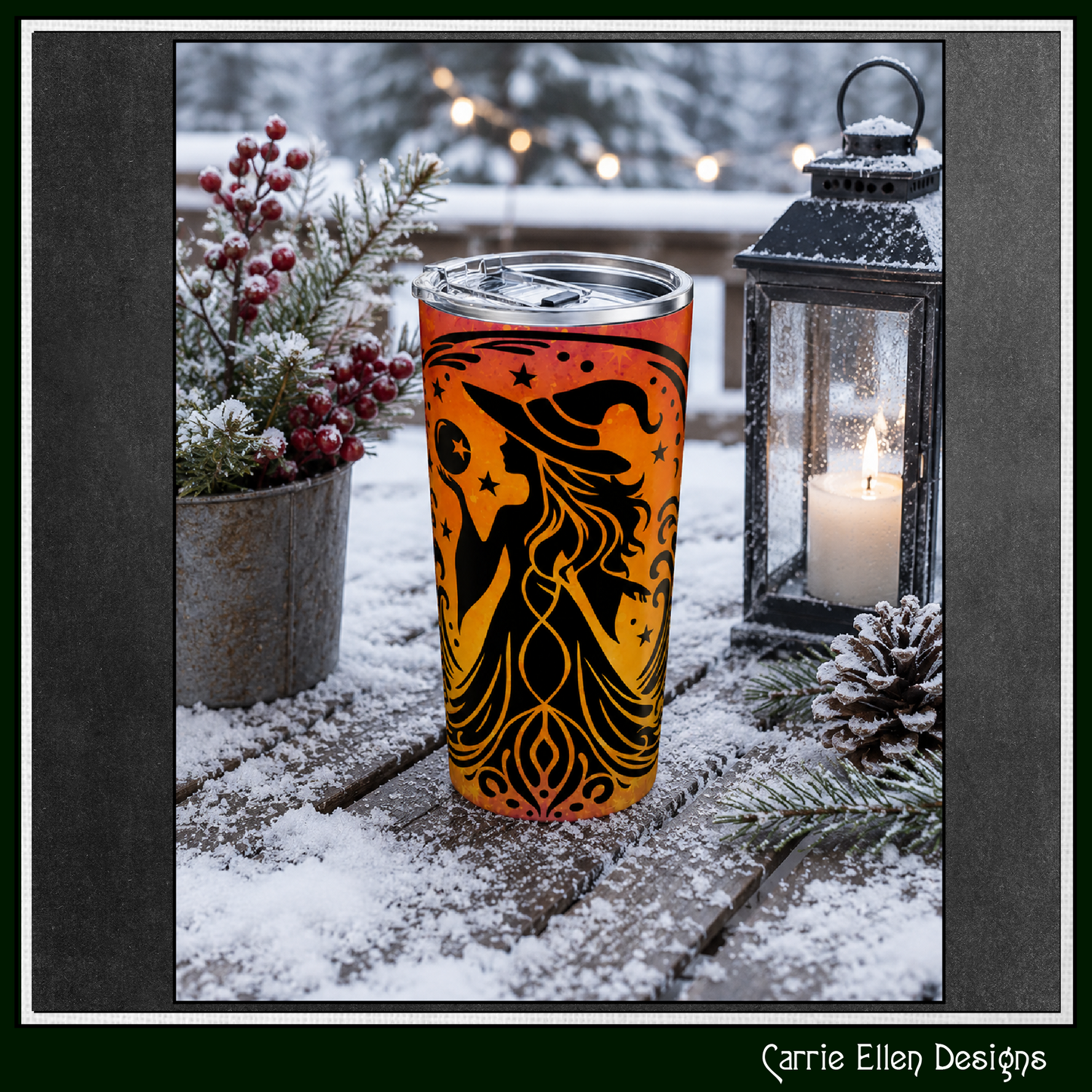 Mystical Witch with Orb 20 oz Stainless Steel Insulated Tumbler | Halloween Travel Mug (4284)