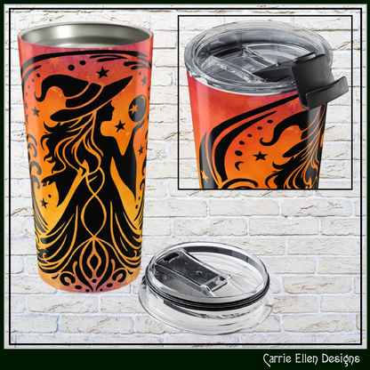 Mystical Witch with Orb 20 oz Stainless Steel Insulated Tumbler | Halloween Travel Mug (4284)