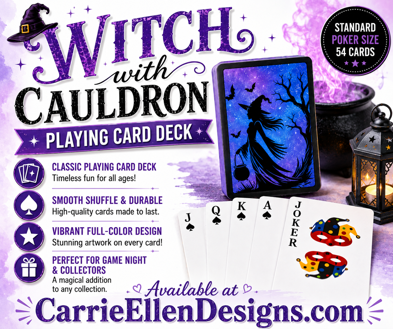 Witch with Cauldron Playing Cards | Mystical Halloween Poker Deck (4286)