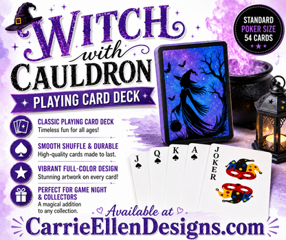 Witch with Cauldron Playing Cards | Mystical Halloween Poker Deck (4286)