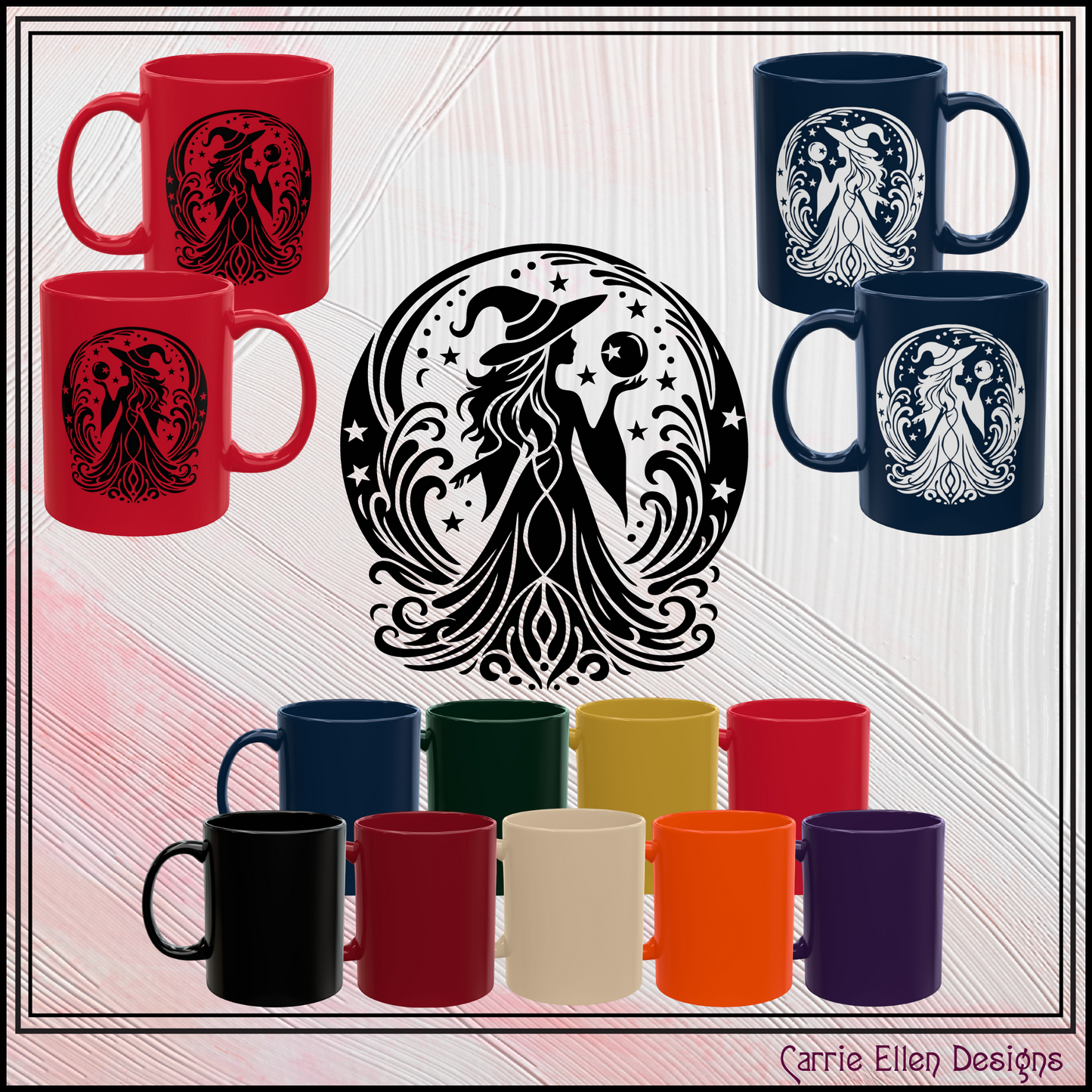 Enchanting Witch with Orb 11 oz Ceramic Mug, 8 Colors Halloween Witch Mug (4287)