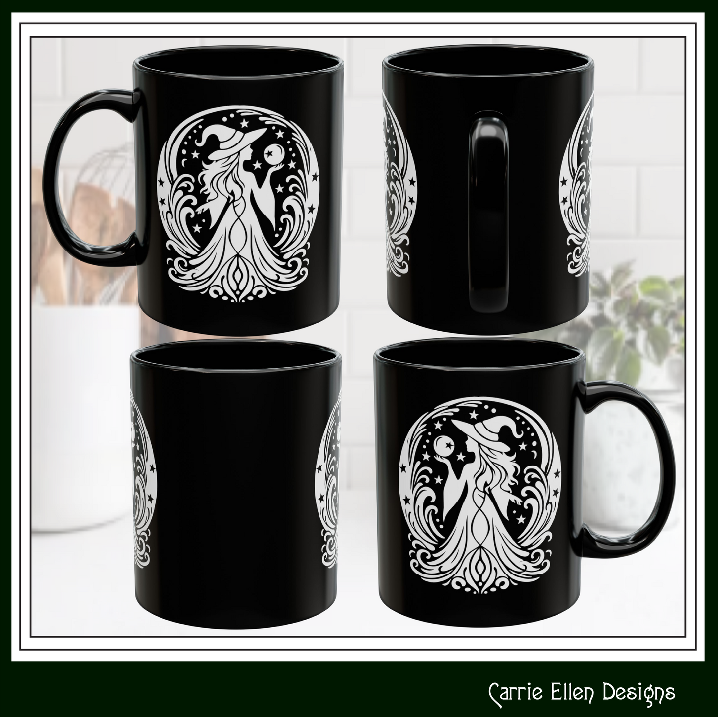 Enchanting Witch with Orb 11 oz Ceramic Mug, 8 Colors Halloween Witch Mug (4287)