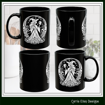 Enchanting Witch with Orb 11 oz Ceramic Mug, 8 Colors Halloween Witch Mug (4287)