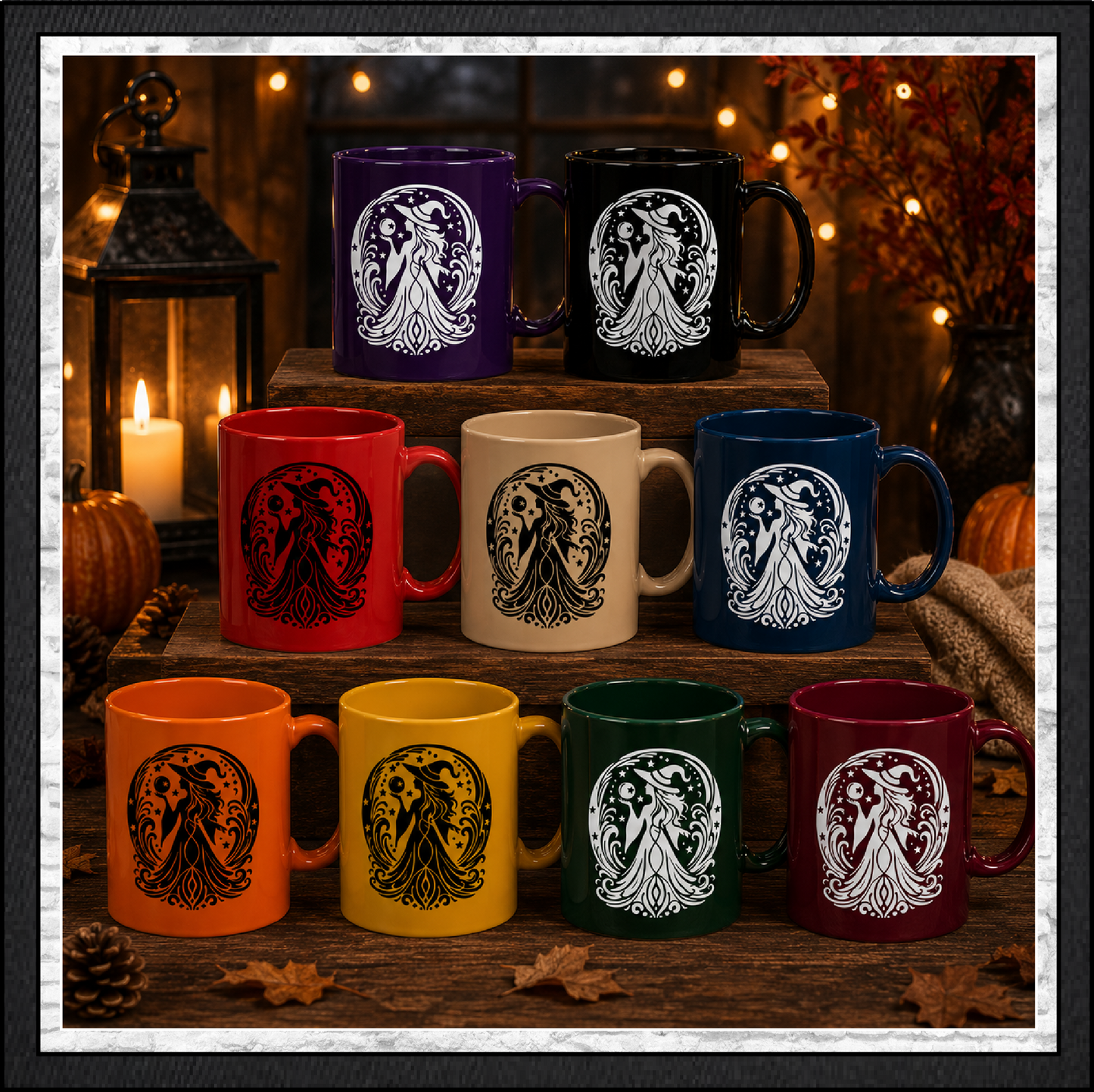 Enchanting Witch with Orb 11 oz Ceramic Mug, 8 Colors Halloween Witch Mug (4287)