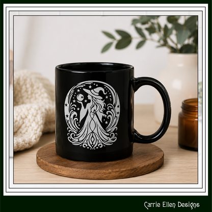 Enchanting Witch with Orb 11 oz Ceramic Mug, 8 Colors Halloween Witch Mug (4287)