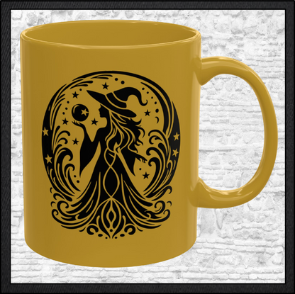Enchanting Witch with Orb 11 oz Ceramic Mug, 8 Colors Halloween Witch Mug (4287)