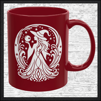 Enchanting Witch with Orb 11 oz Ceramic Mug, 8 Colors Halloween Witch Mug (4287)