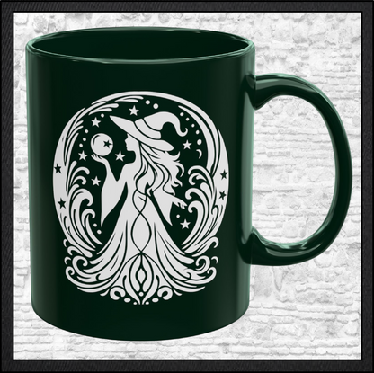 Enchanting Witch with Orb 11 oz Ceramic Mug, 8 Colors Halloween Witch Mug (4287)