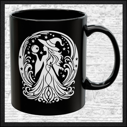 Enchanting Witch with Orb 11 oz Ceramic Mug, 8 Colors Halloween Witch Mug (4287)