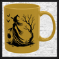 Enchanting Witch with Cauldron 11 oz Ceramic Mug, 8 Colors Halloween Witch Mug (4288)
