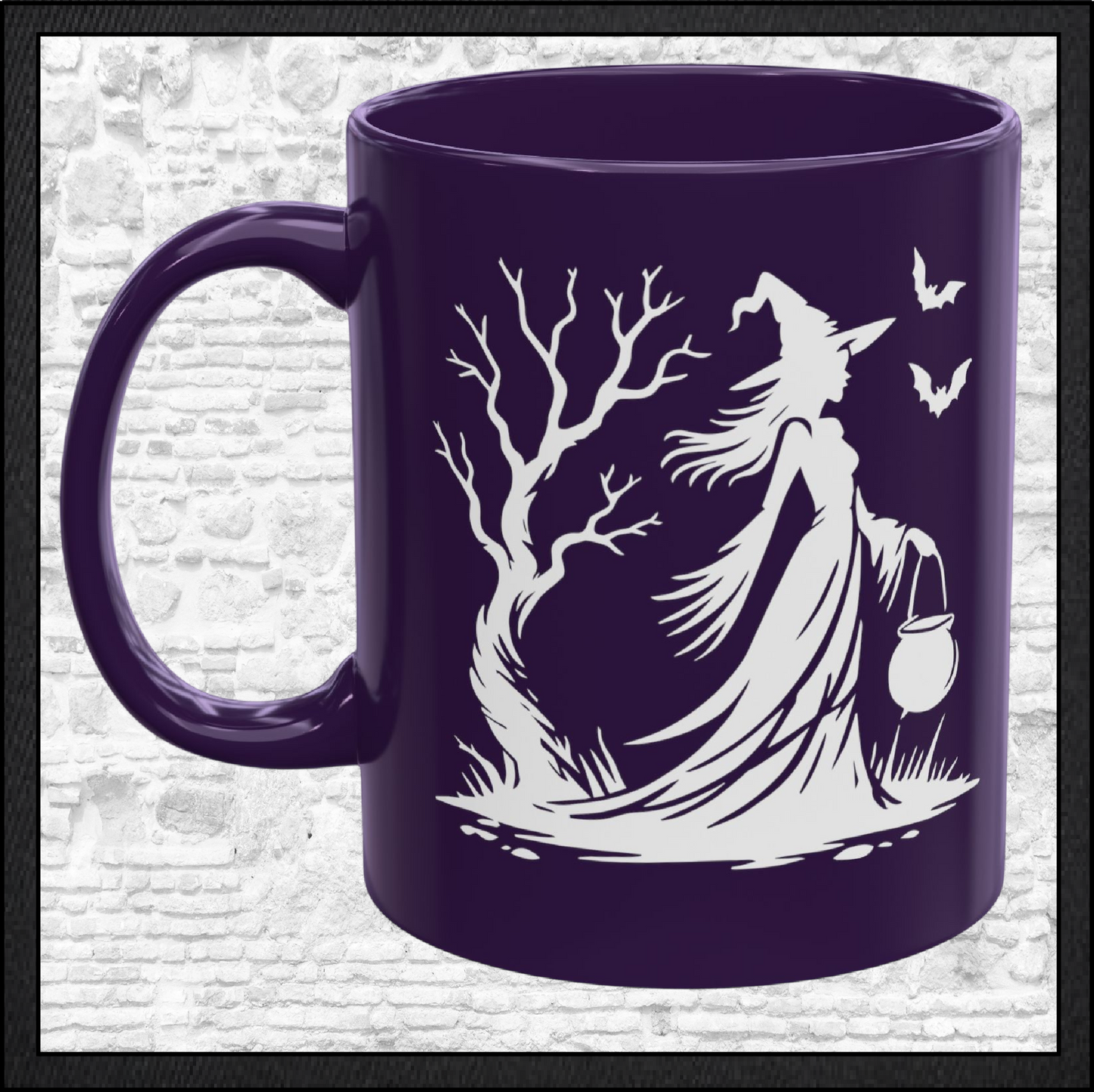 Enchanting Witch with Cauldron 11 oz Ceramic Mug, 8 Colors Halloween Witch Mug (4288)