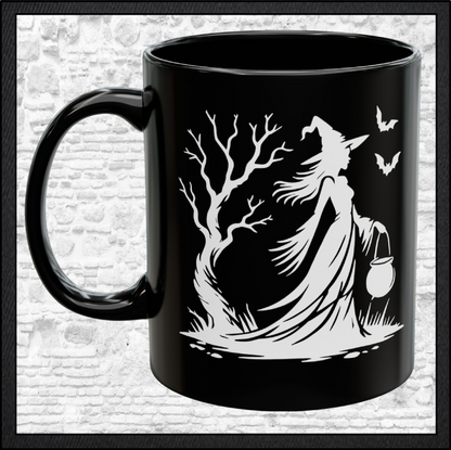 Enchanting Witch with Cauldron 11 oz Ceramic Mug, 8 Colors Halloween Witch Mug (4288)