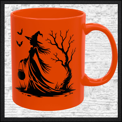 Enchanting Witch with Cauldron 11 oz Ceramic Mug, 8 Colors Halloween Witch Mug (4288)