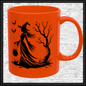 Enchanting Witch with Cauldron 11 oz Ceramic Mug, 8 Colors Halloween Witch Mug (4288)