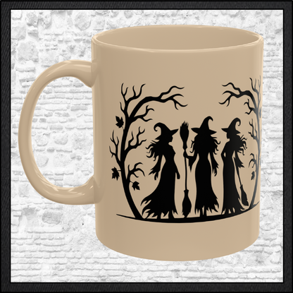 Witch Trio 11 oz Ceramic Coffee Mug | Halloween Witch Mug | 9 Color Choices (4290)