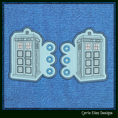 Tardis Shoe Wing Machine Embroidery Design – Classic Police Box Wings for Shoes and Boots – 4x4 & 5x7 Hoop Embroidery Project (2048)