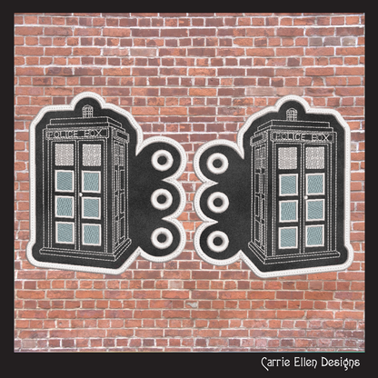 Tardis Shoe Wing Machine Embroidery Design – Classic Police Box Wings for Shoes and Boots – 4x4 & 5x7 Hoop Embroidery Project (2048)