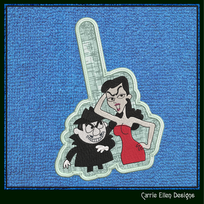 Boris and Natasha ITH Key Fob Machine Embroidery Design | Classic Cartoon Villains In-The-Hoop Project (2081)
