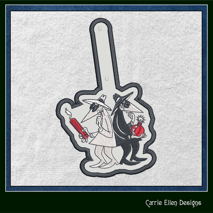 Spy vs Spy ITH Key Fob Machine Embroidery Design | Mad Magazine Cartoon Characters In-The-Hoop Project (2086)