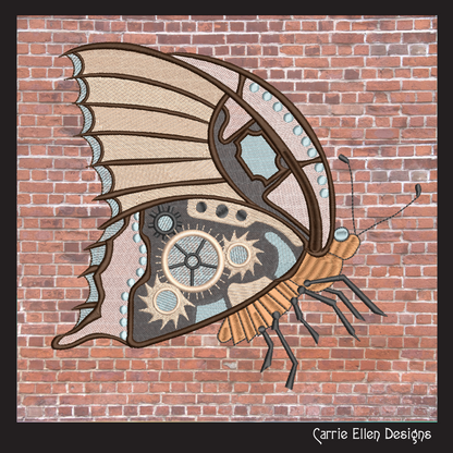 Butterfly Machine Embroidery Design, Clockwork Steampunk Butterfly, Garden Monarch Insect Embroidery Design, 6 Sizes (2093)