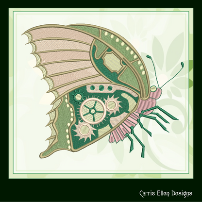 Butterfly Machine Embroidery Design, Clockwork Steampunk Butterfly, Garden Monarch Insect Embroidery Design, 6 Sizes (2093)