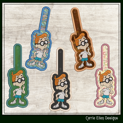 Mr. Peabody ITH Key Fob Machine Embroidery Design | Bullwinkle and Friends In-The-Hoop Key Tag (2105)