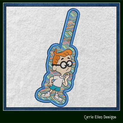 Mr. Peabody ITH Key Fob Machine Embroidery Design | Bullwinkle and Friends In-The-Hoop Key Tag (2105)