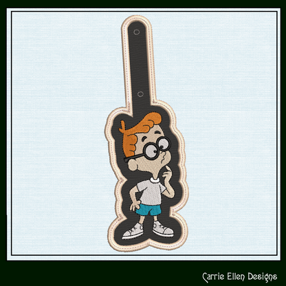 Mr. Peabody ITH Key Fob Machine Embroidery Design | Bullwinkle and Friends In-The-Hoop Key Tag (2105)