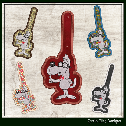 Mr. Peabody ITH Key Fob Machine Embroidery Design | Bullwinkle and Friends In-The-Hoop Key Tag (2106)