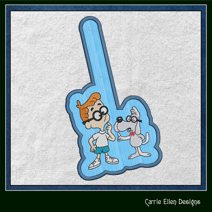 Mr. Peabody and Sherman ITH Key Fob Machine Embroidery Design | Bullwinkle and Friends In-The-Hoop Key Tag (2107)