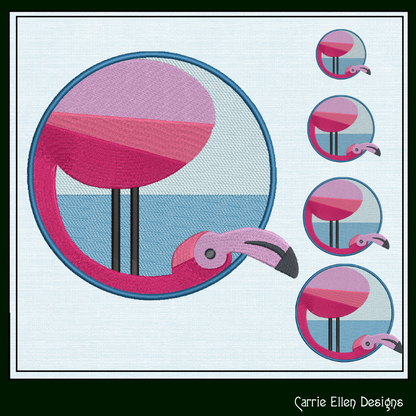 Flamingo Machine Embroidery Design Bundle – Artistic Pink Bird Patterns, 4 Flamingo Designs, 4 Sizes Each (2136)